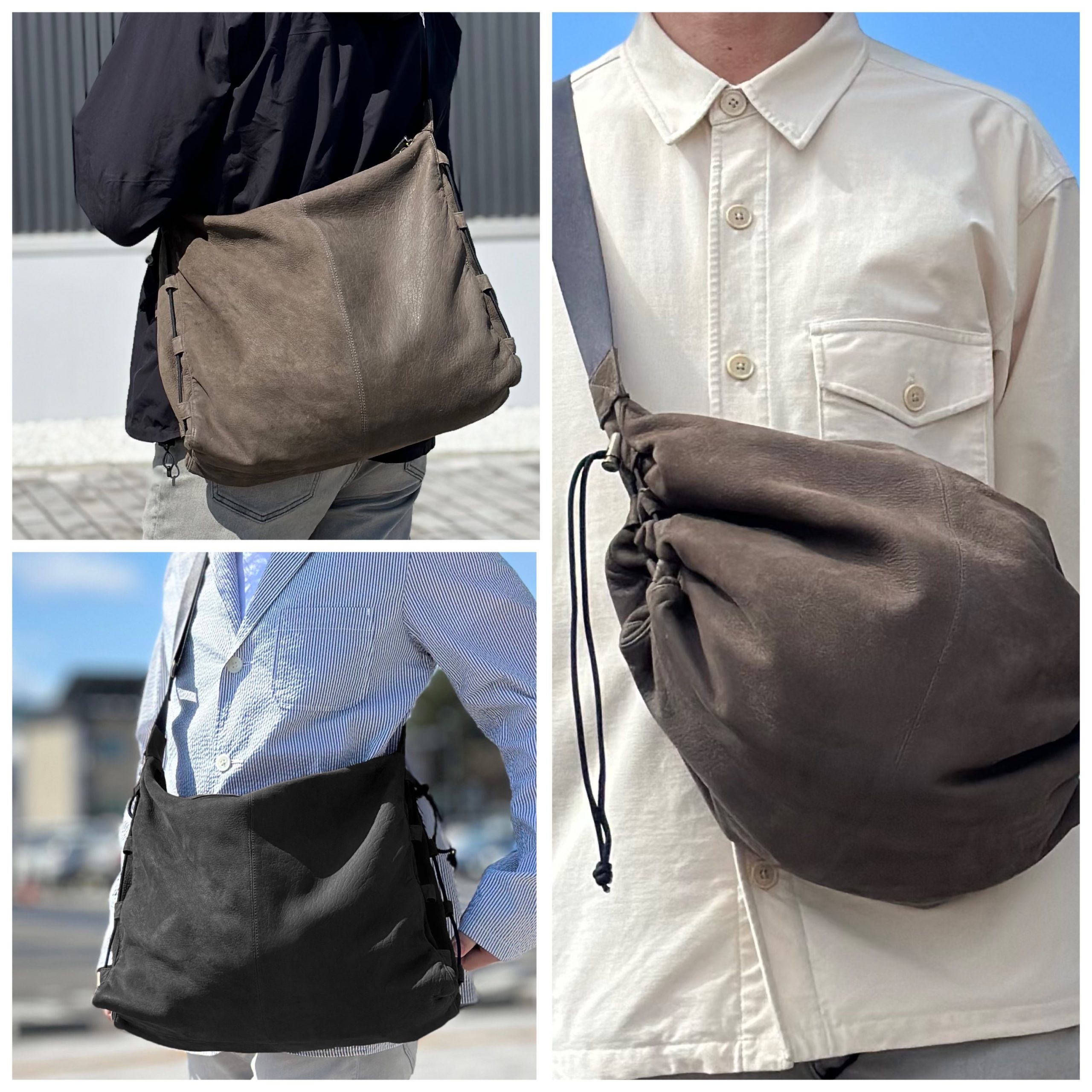 天然エゾシカ革のショルダーバッグ