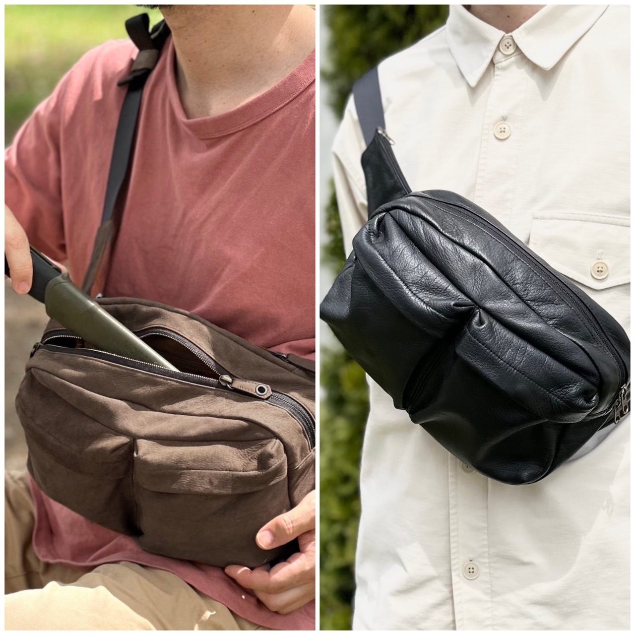 鹿革ボディバッグ