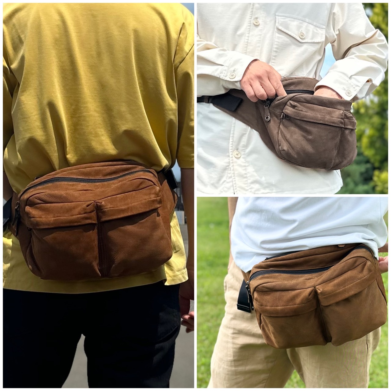 鹿革ボディバッグ